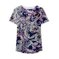thumbnail image 3 of JGGSPWM Women Tops Plus Size Hide Belly Tunic Short Sleeve T Shirts 2023 Summer Button Up Henley Shirts Cute Tshirt Dressy Casual Blouses Pleated Swing Tunics Navy#3 M, 3 of 4