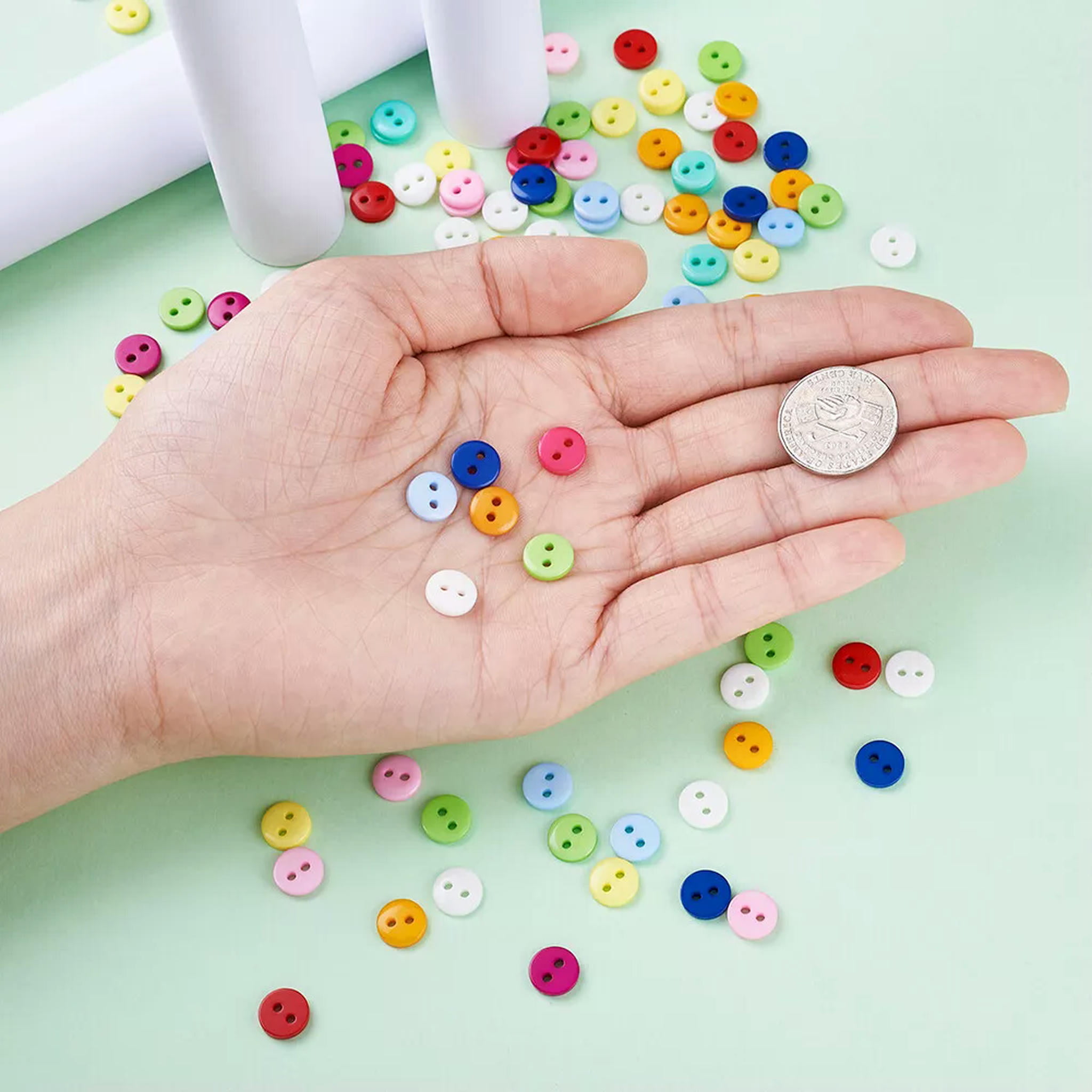 U8MO 2000pcs Flat Round 2-Hole Buttons Resin Button For DIY Sewing Craft 9mm Hole:1mm