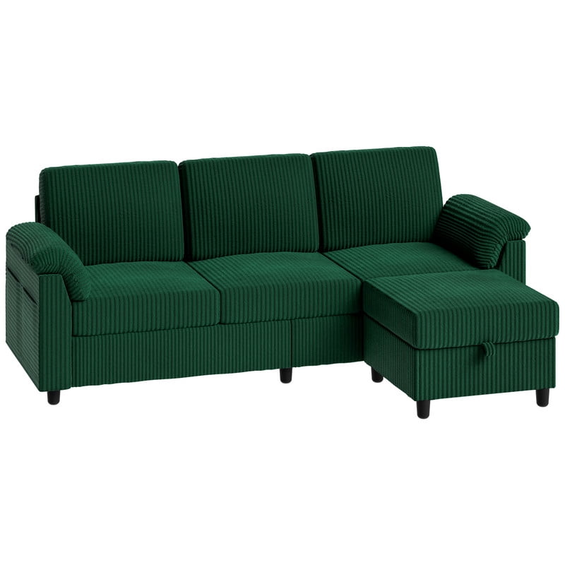 Walsunny 79" Convertible Sectional Sofa, L Shaped Sofa Couch with Reversible Chaise for Living Room Modern Linen Fabric for Living Room, Green