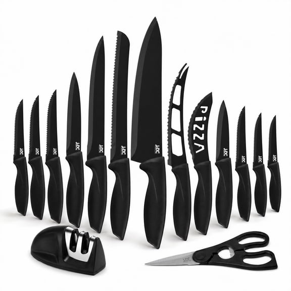 Lux Decor 15-Piece Kitchen Knife Set - High Carbon Stainless Steel Chef Knives Set with Non-Stick, Anti-Rust Coating and Ergonomic Handle, Dishwasher Safe - Perfect for Cooking & Serving