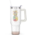 thumbnail image 2 of Watercolor Pineapple 40 Oz Tumbler with Handle Lid and Straw, Stainless Steel Double Walled Vacuum Insulated Cup, Cute Anniversary Wedding Birthday Gifts Tumbler for Women Men Friends Outdoor Indoor, 2 of 7