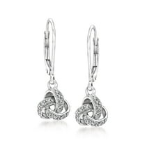 Ross-Simons Diamond-Accented Love Knot Drop Earrings in Sterling Silver, Women's, Adult