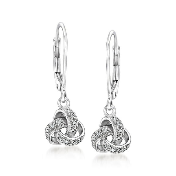 Ross-Simons Diamond-Accented Love Knot Drop Earrings in Sterling Silver, Women's, Adult