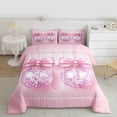 thumbnail image 2 of Homewish Glitter Disco Ball Bedding Comforter Set for Teens, Kawaii Princess Bowknot Twin Comforter Sets, Girly Pink Cartoon Reversible Bedding Set, Super Cozy Room Decor, 2-Piece, 2 of 8