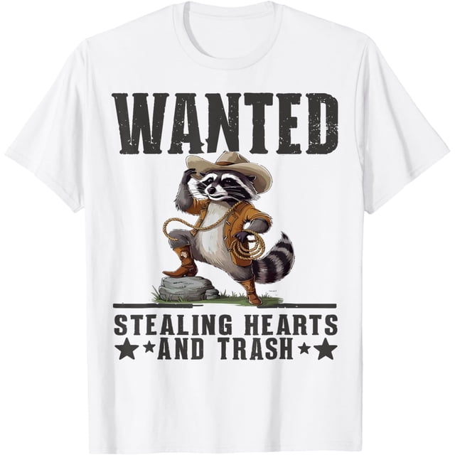 Camiseta divertida con sombrero de mapache para vaqueros, estilo paisaje occidental para él