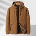 thumbnail image 4 of Iugvhana Men's Winter Quilted Jacket Windproof Thermal Fleece Lined Jacket Full Zip Thick Warm Casual Hooded Jacket with Zipper Pocket Coffee XL, 4 of 7