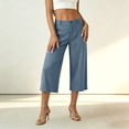 thumbnail image 5 of Ruimatai Womens High Waist Capri Pants Button Fly Patch Pockets Wide Straight Casual Daily Trousers, 5 of 7