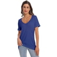 thumbnail image 2 of Womens Deep V Neck T Shirts Casual Short Sleeve Loose Fit Basic Fashion Tee, 2 of 6