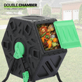 thumbnail image 3 of Magshion 17 Gallon Outdoor Compost Bin Compact Rotating Tumbler Single Chamber with Gardening Gloves and Sliding Door, BPA Free, Black/Green, 3 of 9