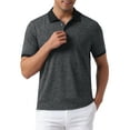 thumbnail image 5 of INSPIRE CHIC Men's Solid Color Lightweight Breathable Short Sleeved Casual Polo Shirt M Black, 5 of 5