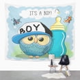 thumbnail image 2 of UFAEZU Blue Accessory Cute Cartoon Owl Boy Feeding Bottle Babies Wall Art Hanging Tapestry Home Decor for Living Room Bedroom Dorm 60x80 inch, 2 of 2