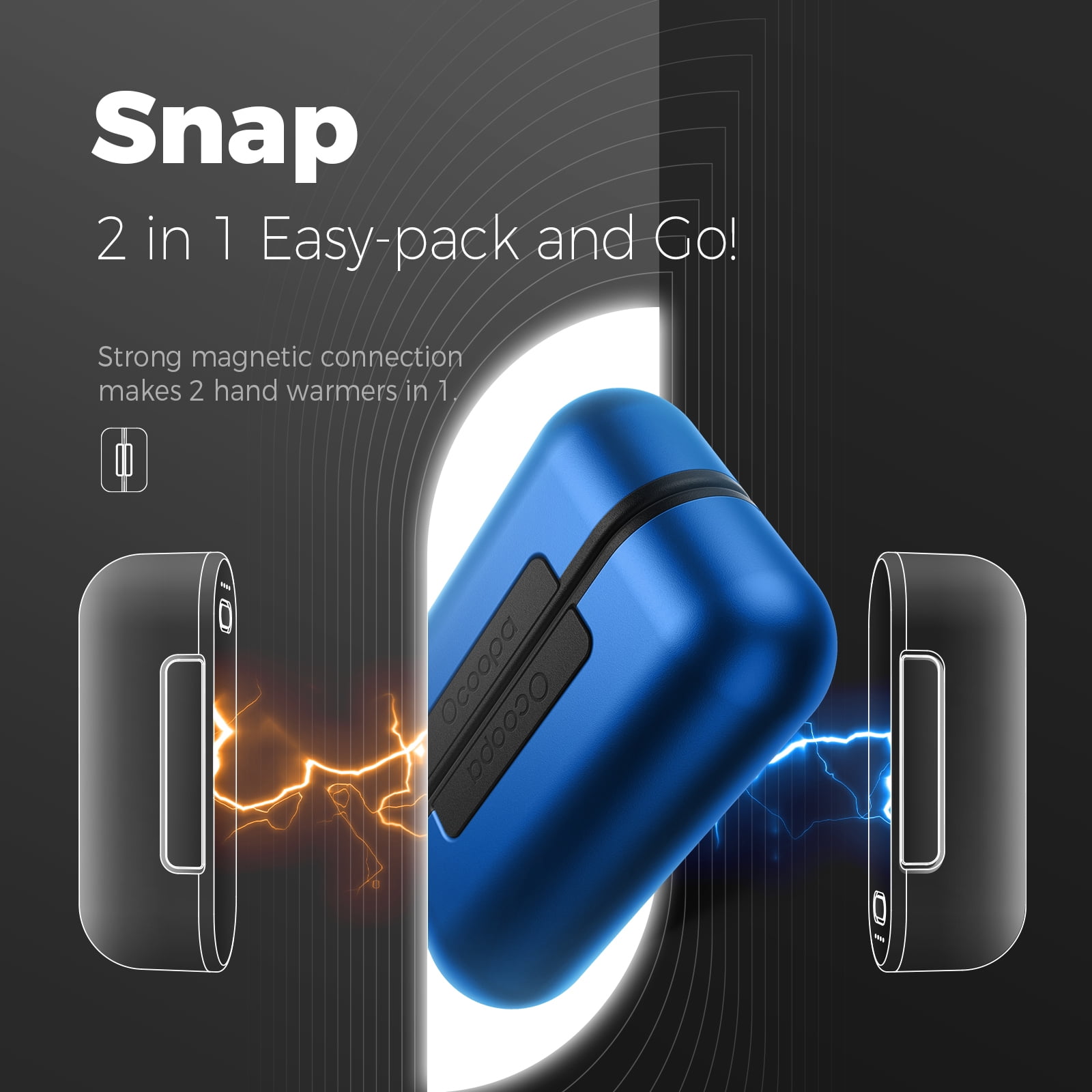 Ocoopa Hand Warmers 2 Pack, 10000mAh Magnetic Electric Hand Warmers Rechargeable, 16 Hrs Warmth 4 Levels Heat up to 136℉, Tech Gifts for Men Women