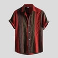 thumbnail image 2 of TAIAOJING Hawaiian Bowling Shirts For Men Contrast Splice Sleeve Turn-Down Button Print Short Collar Hawaiian Blouse, 2 of 4
