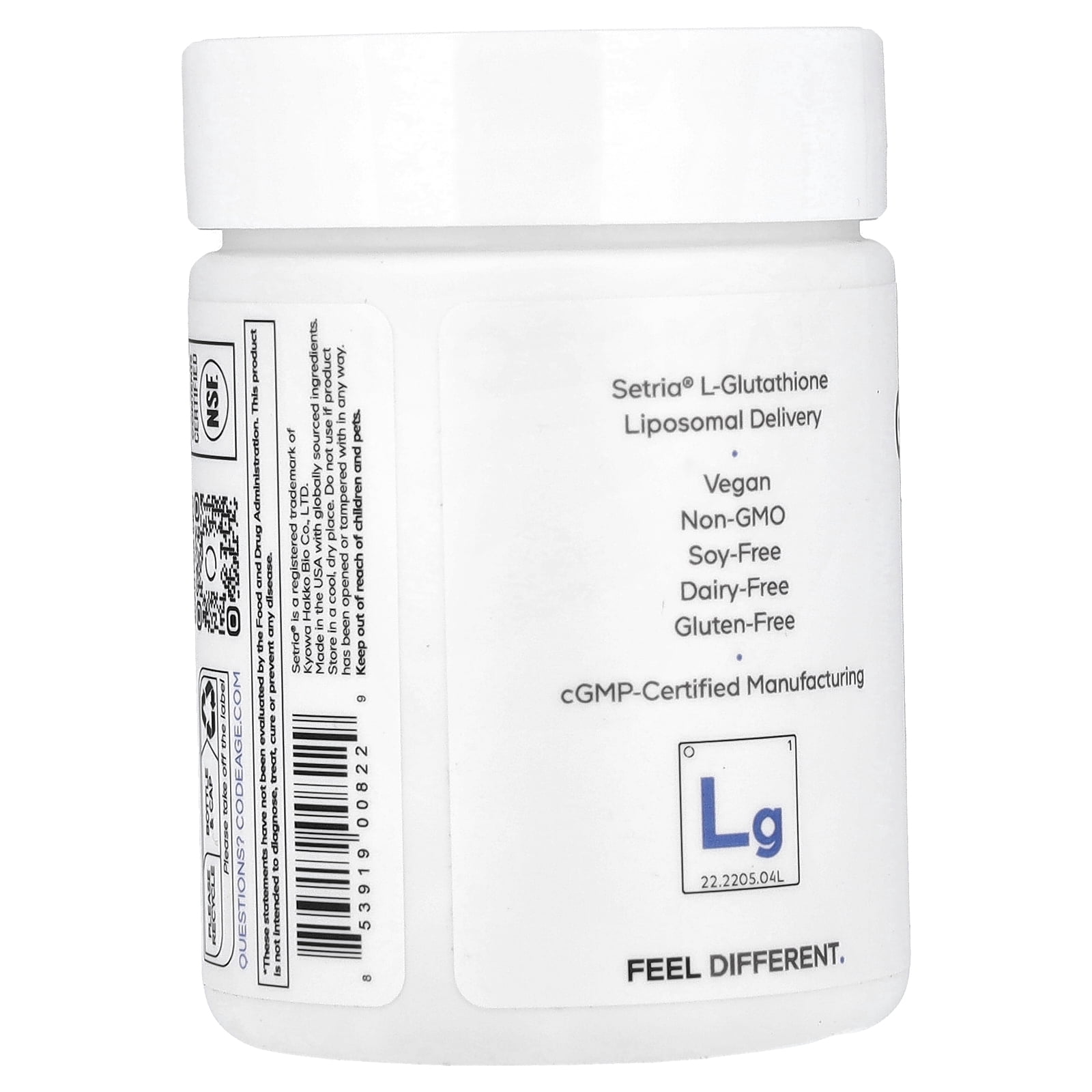 Codeage Liposomal Glutathione, 120 Vegetable Capsules (250 mg per Capsule)