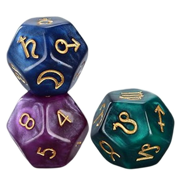 TISHITA 3Pcs Resin Pearl Astrological Dice for Constellation Divination Accessory