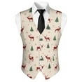 thumbnail image 5 of Yuyamidu Reindeer Men's V-Neck Business Vests with 3 Pockets Xmas Tree Formal Dress Vest for Suit Tuxedo Christmas Casual 4 Button Waistcoat Size 4XL, 5 of 7