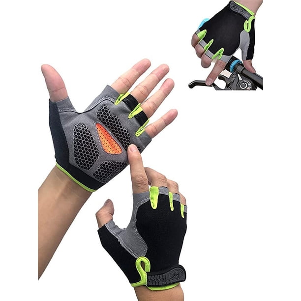 Guantes de ciclismo de carretera para hombre de gel, guantes de ciclismo de medio dedo, guantes de bicicleta de carretera, guantes de bicicleta de montaña de motocicleta antideslizantes y transpirables con almohadilla de gel, unisex. JM