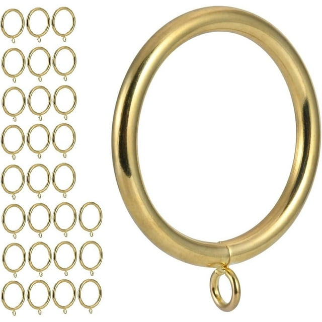Curtain Ring Metal 28-Pcs 2.0 Inch Inner Diameter with Eyelets Fit Up to 1.7 Inch Rod Large Wire Diameter (Gold-28pcs)