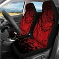 thumbnail image 2 of HUIACONG Halloween Car Accessories Red Bat Car Seat Covers Full Set with Steering Wheel Cover Center Console Cover Seat Belt Covers Coasters Headrest Covers Keychain 14 Pcs Universal Fit, 2 of 8