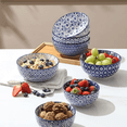 thumbnail image 5 of Ceramic Cereal Bowls Set of 6, 24 Oz Deep Soup Bowls for Kitchen, 5.9 Inch Porcelain Dessert Bowls for Salad, Pasta, Oatmeal, Ramen, Microwave Dishwasher Safe, Set of 6, Vintage Blue, 5 of 6
