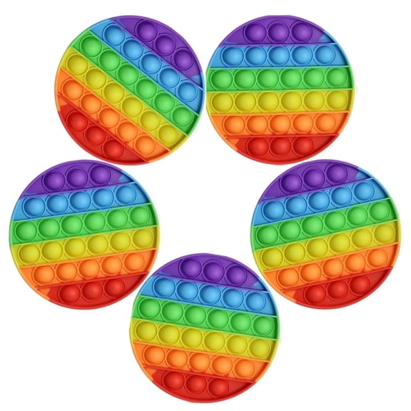 5-Pack Fenzer Pop Fidget Sensory Toys, Autism Special Needs Stress Relief Silicone Pressure Relieving Toys, Round and Square Squeeze Toys for Kids Children Adults