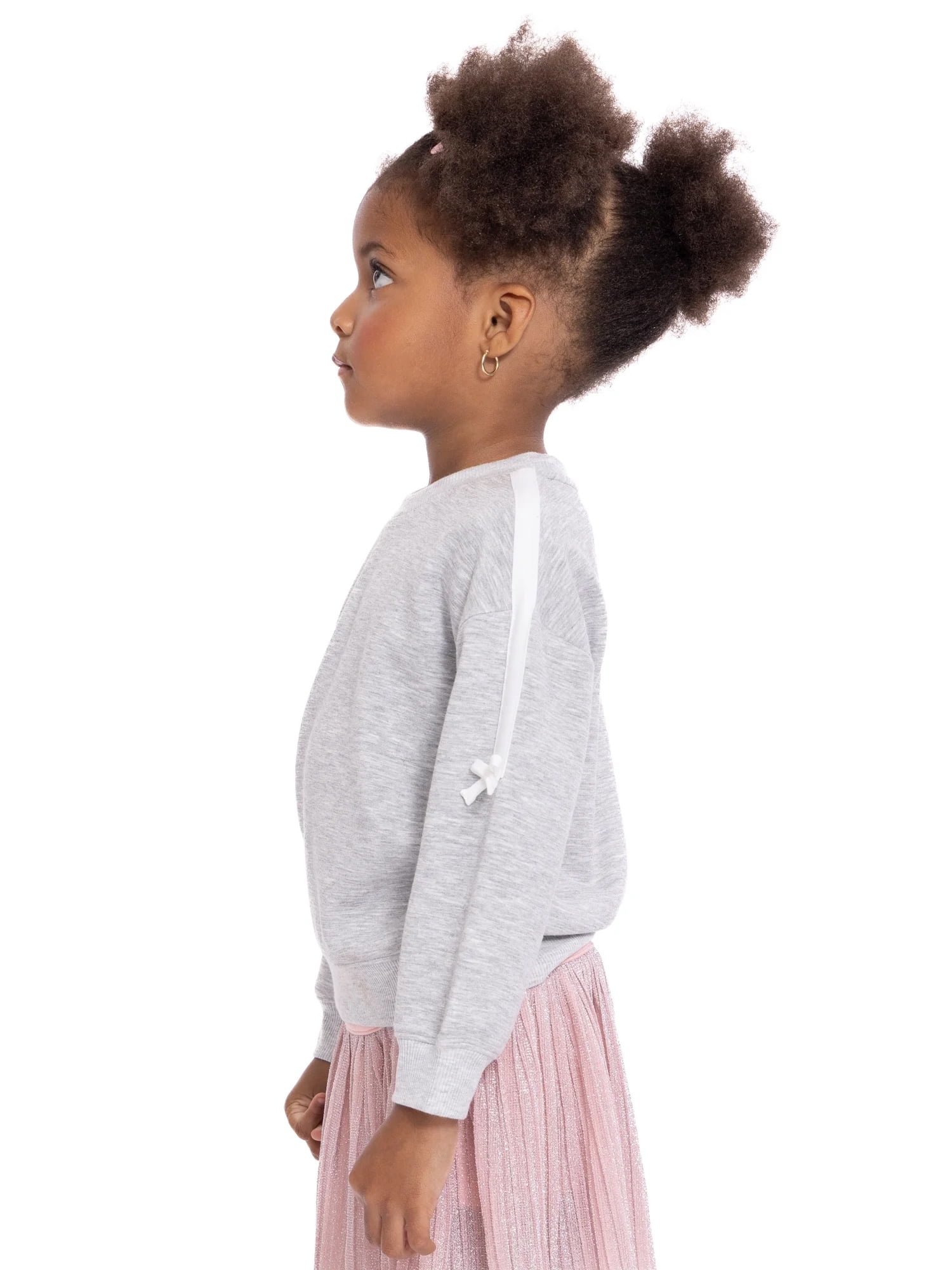 Wonder Nation Toddler Girls Crewneck Pullover with Bows, Sizes 12M-5T