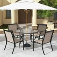 thumbnail image 2 of Costway 2 Piece Patio Dining Chairs Large Outdoor Chairs with Breathable Seat & Metal Frame Coffee, 2 of 8