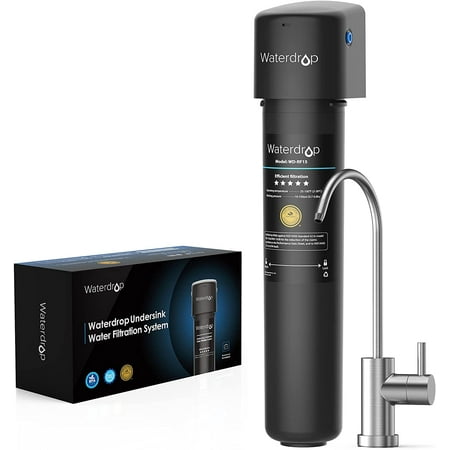 

Waterdrop 15UB Under Sink Water Filter System with Dedicated Brushed Nickel Faucet 16K High Capacity Drinking Water Filtration System Reducees chlorine