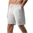 thumbnail image 2 of Mceream Cotton Shorts Men Drawstring Lightweight Casual Elastic Waist Summer Beach Vacation Linen Shorts with Pockets Daily Wear Outfit White M, 2 of 6