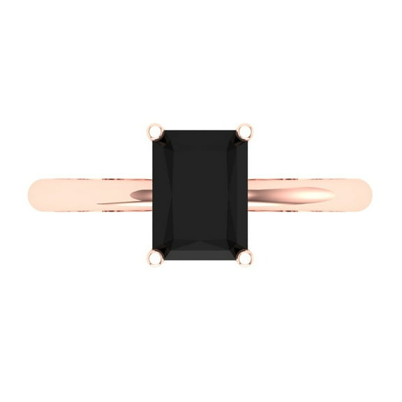 Solitaire Engagement Ring for Women - 1.75ct Natural Onyx in 18K Rose Gold Promise Ring