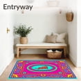 thumbnail image 3 of ODIKA 2'x3' Machine Washable Non-Slip Area Rug, Cheerful Animal Parade Featuring Elephant with Abstract Accents High Traffic Rug, Pink, 726524, 3 of 7