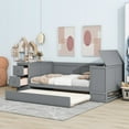 thumbnail image 5 of Tcbosik Twin Day Bed Modern Wood Daybed with Trundle, Charging Station, Storage Chest, Drawers and Shelf, Twin Size, Gray, 5 of 10