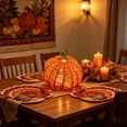 thumbnail image 4 of Hand Woven Rattan Pumpkin LED Lantern, Natural Wicker Pumpkin Light Ornament, Rustic Farmhouse Fall Decor for Halloween Thanksgiving Tabletop Porch Yard Home Holiday Decoration, Orange, 4 of 5