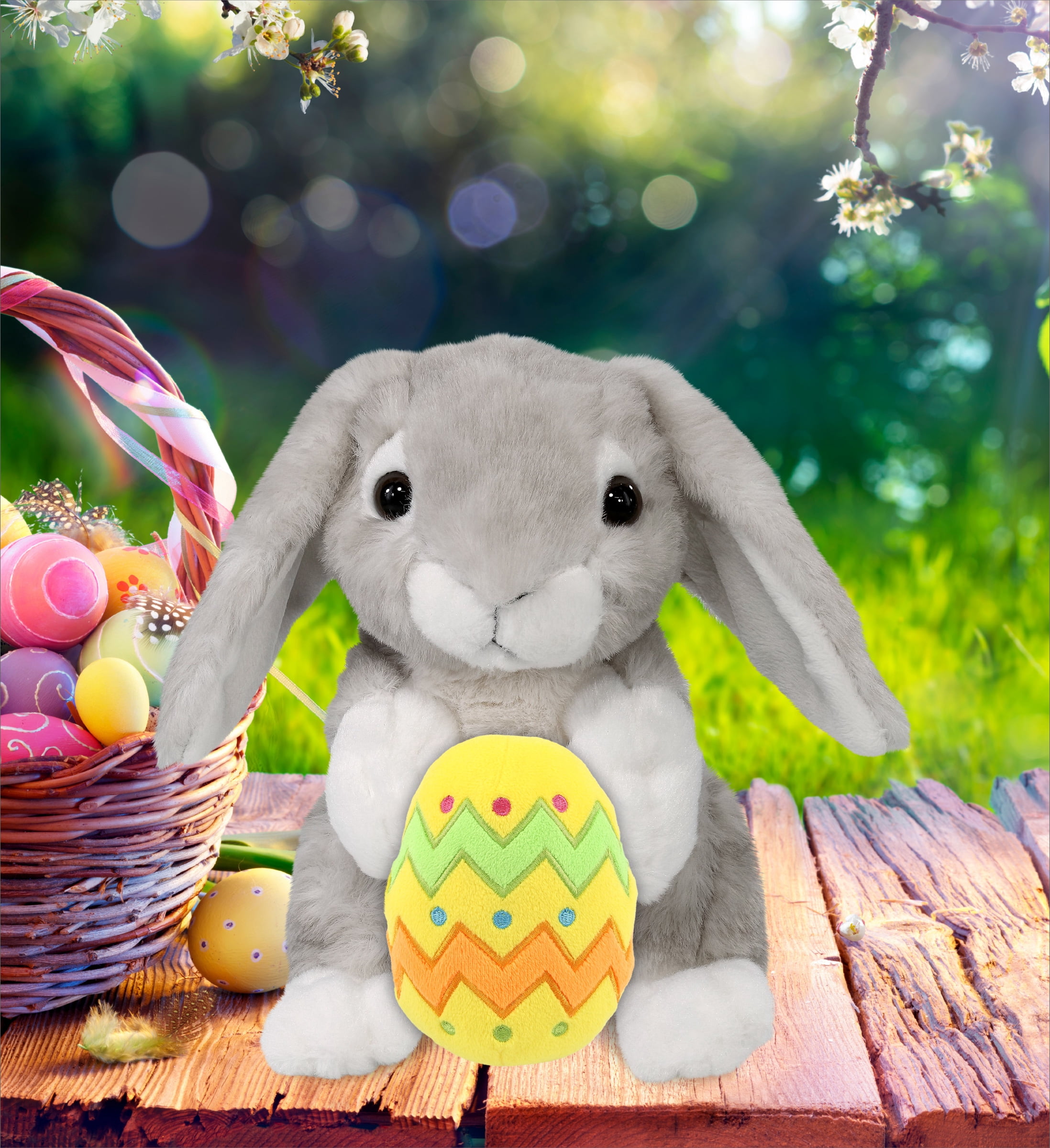 DolliBu Super Soft Sitting Gray Rabbit with Yellow Easter Egg Plush - Perfect Rabbit Stuffed Animals for Easter Basket, Easter Egg Stuffed Animal Spring Toys for Girls, Boys, and Babies - 6.5 Inches