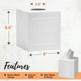 thumbnail image 3 of Autumn Alley White Tissue Box Cover Square, Tissue Box Cover, Tissue Holders for Bathrooms, Bedroom, Kitc Shen with Embossed Pattern Tissue Holders Decorative, Rustic, White, 3 of 3