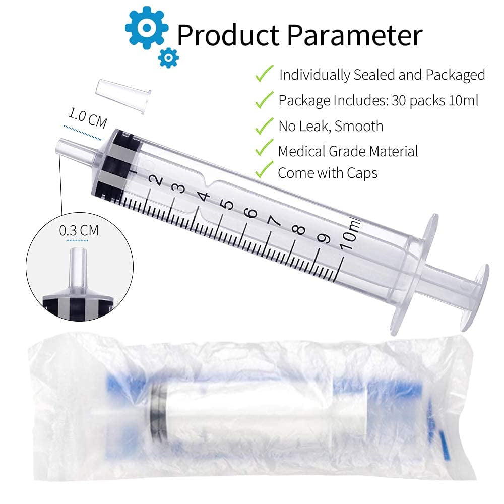 10 Pack 20ml Large Plastic Syringe, Liquid Measuring Syringes Without Needle for Epoxy Resin, Craft, Scientific Labs, Feeding Pets Animals, Oil or Glue Applicator