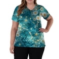 thumbnail image 3 of Flowers Printed Scrubs For Women V-Neck Medical Scrubs Short Sleeve Stretch Nurse Work Uniform Shirts Fashion Scrub Top With Pocket Army Green L, 3 of 5