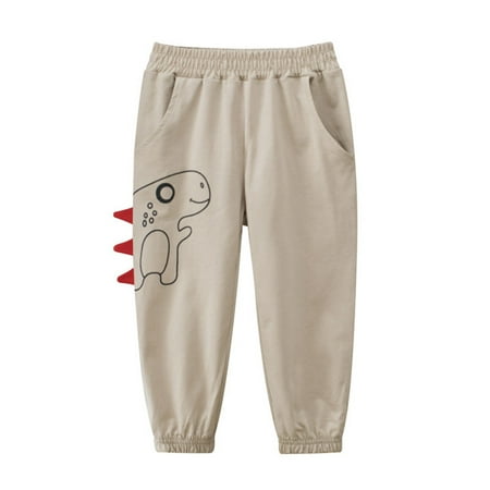

MXIEZI 1-9 Years Boys Elasticated Waist Casual Jogger Pants Boys Summer Sweatpants Solid Colour Cartoon Trousers for Baby Kids