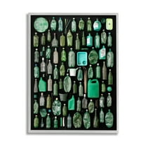 Stupell Industries Modern Plastic Waste Jetsam Various Green Bottles Framed Wall Art, 24 x 30, Design by Barry Rosenthal