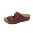 thumbnail image 2 of Miluxas Women's Footbed Slide Sandals Clearance, Arch Support Summer Outdoor Sandals with Adjustable Buckle Red 6(37), 2 of 9