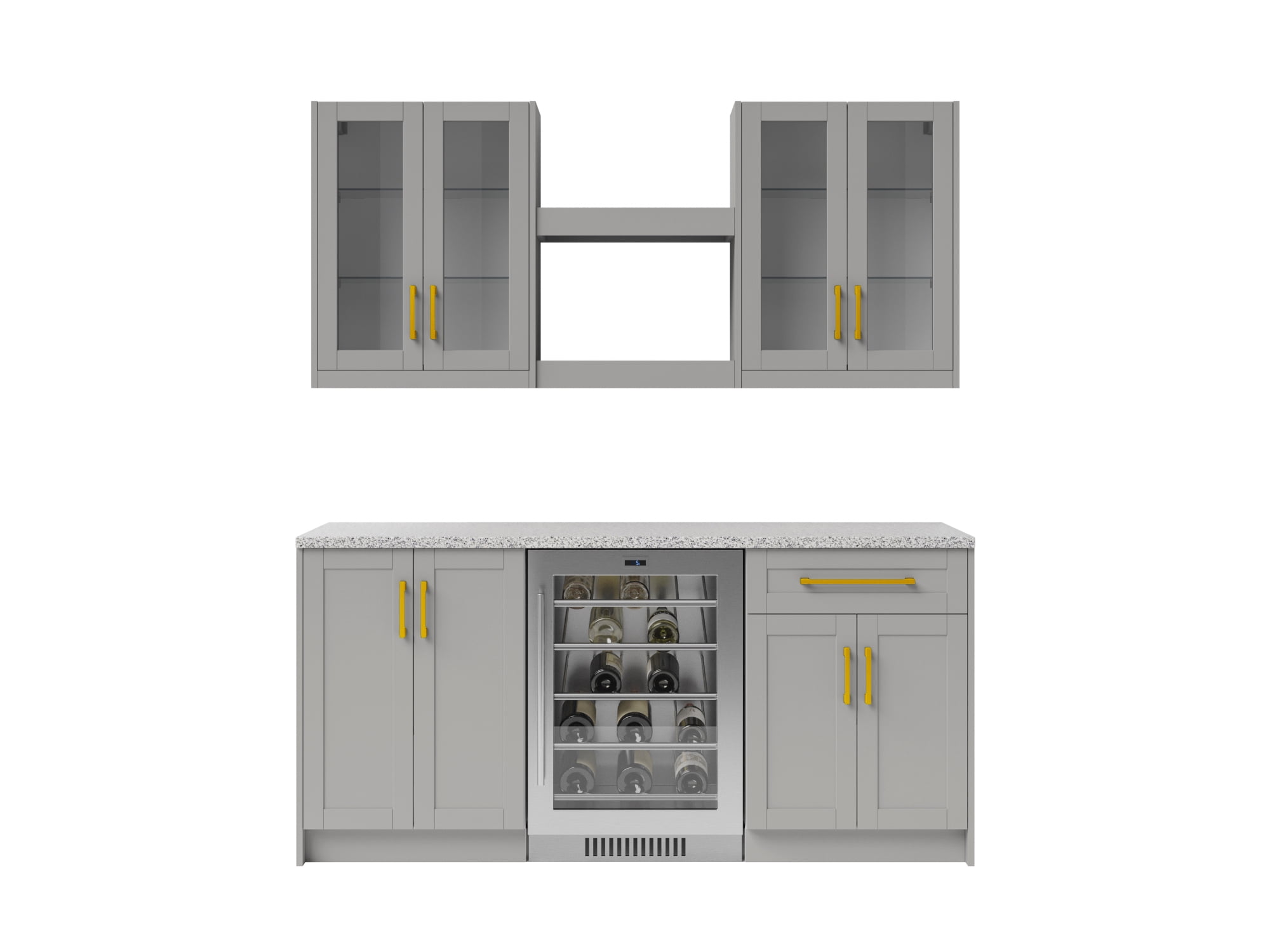 Home Bar 7Piece 24 in. Set with Contemporary Brushed Brass