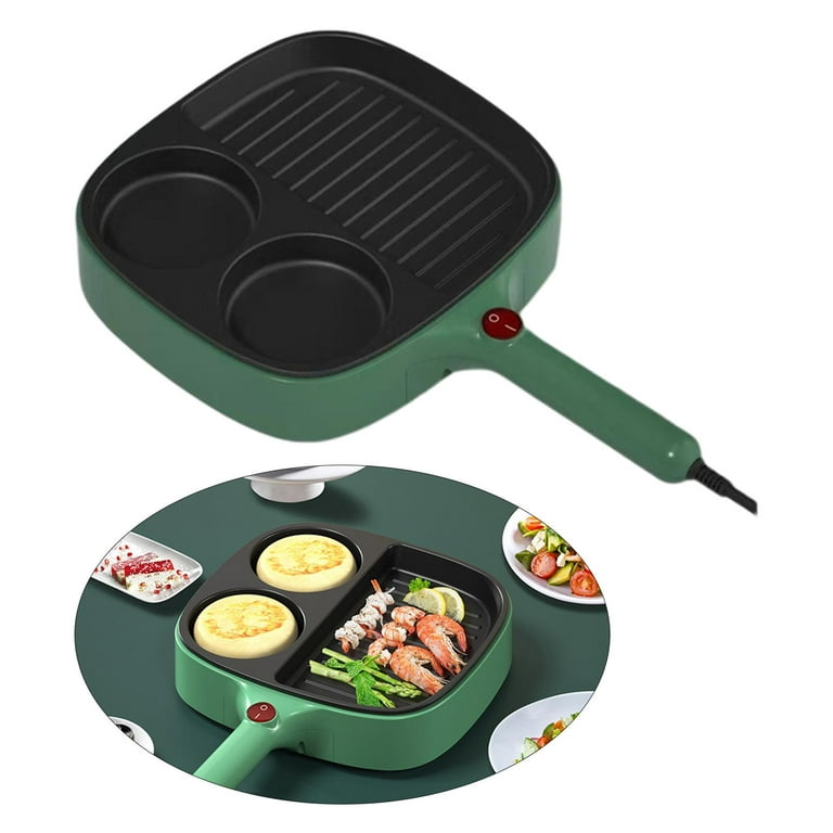 3 in 1 Electric Omelette Pan Breakfast Cooker Griddle Skillet Fittiings  Multiuse Non Stick Egg Frying pan burgers Vegetable Toast Steak Fish green  
