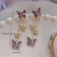 thumbnail image 3 of Purple Butterfly Earrings, Metal Goth Boho Cottagecore Style, 3 of 4