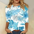 thumbnail image 3 of JTZGDY 3/4 Length Sleeve Tops for Women Loose Fit Casual Beach Tropical Printed Summer Crewneck Oversized Tunic Blouse Lightweight Cozy Graphic Vacation T-Shirts Multicolor#09 XL, 3 of 6