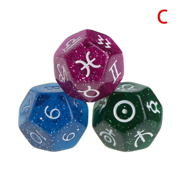 JUNTEX 12-sided Astrology Zodiac Signs Acrylic Dice For Constellation Divination Toys