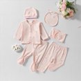 thumbnail image 2 of CAUYDY Preemie Girls Outfits Newborn Boys Fall Winter Clothes Baby Layette Long Sleeve Shirt Warm Hat 2Pants Bib 5Pcs Cotton Set for Unisex Infant Sizes 0-3 Months,Pink, 2 of 6