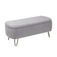thumbnail image 4 of 39"Storage Ottoman Bench for End of Bed, Modern Faux Fur Entryway Bench with  Gold Legs, Upholstered Padded Storage Bench for Living Room, Bedroom, Dining Room, Grey, 4 of 7