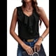 thumbnail image 3 of Blusas Sin Mangas con Volantes para Mujer, Elegantes, Informales, para Trabajo, Oficina, Cuello en V, de , Verano 2025. Negro M, 3 of 9