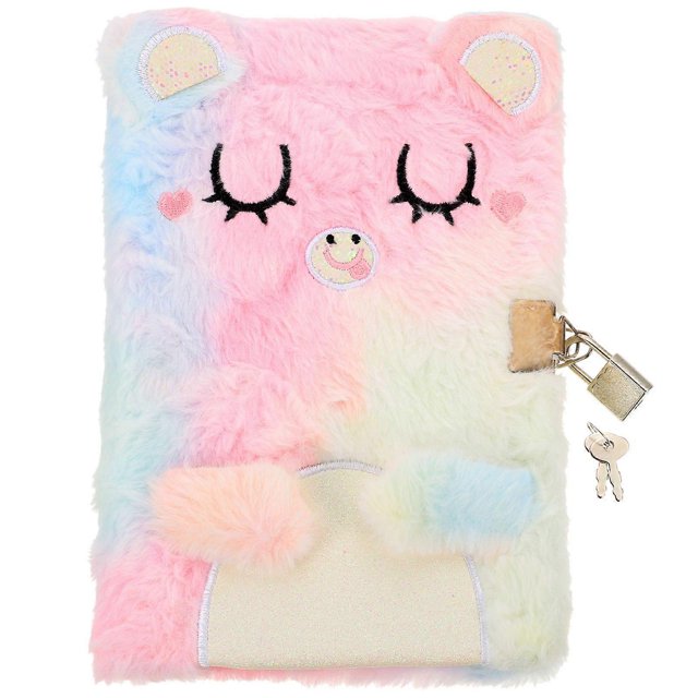 Girl Plush Diary Fluffy Notebook Girl Diary Notebook Girl Gift Student Diary with Lock