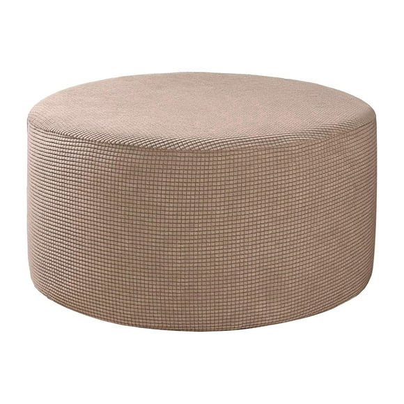 Stretch Ottoman Cover Ottoman Slippers Round for Living Room Foot Stool Stretch Kahki